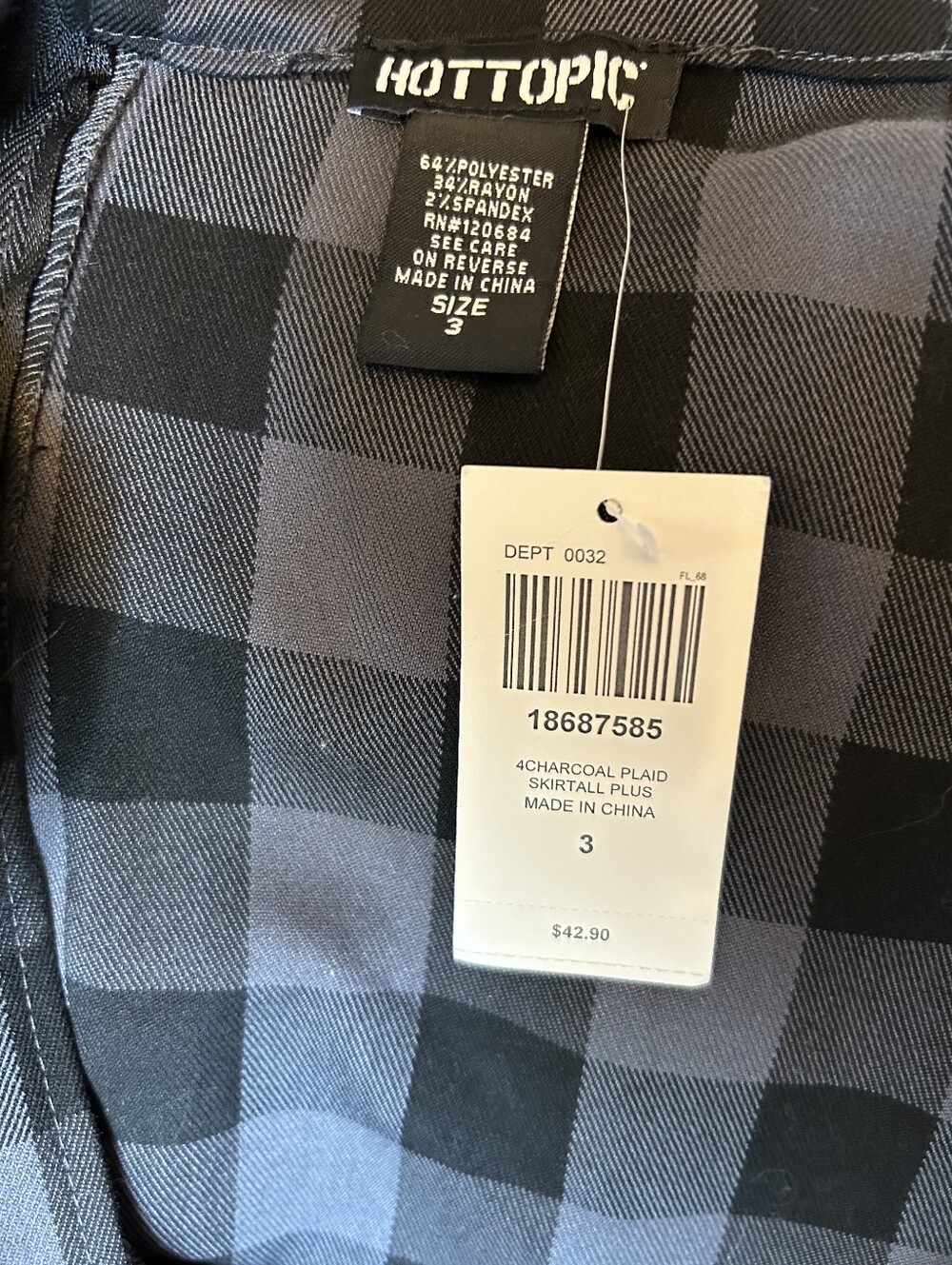 NWT Hot Topic (Plus) 3X Plaid Skirtall - Picture 4 of 4